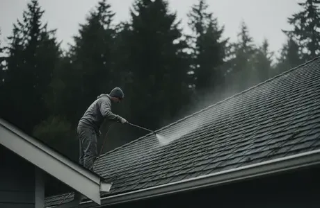 Roof treatment applied to prevent moss regrowth